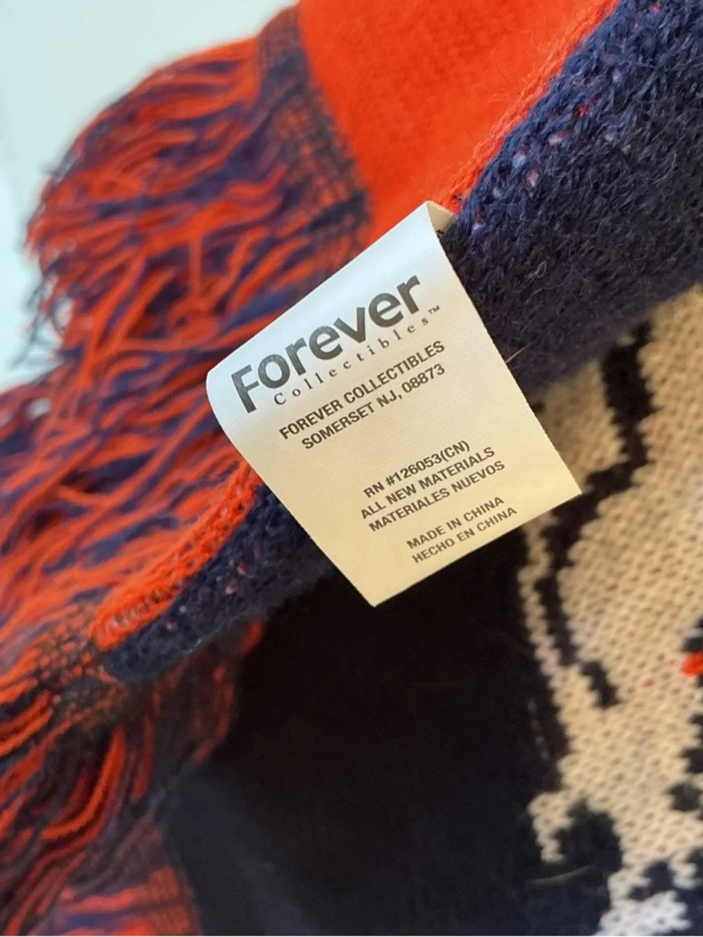 Denver Broncos Scarf Forever Brand NFL Football Orange Blue Unisex Adult